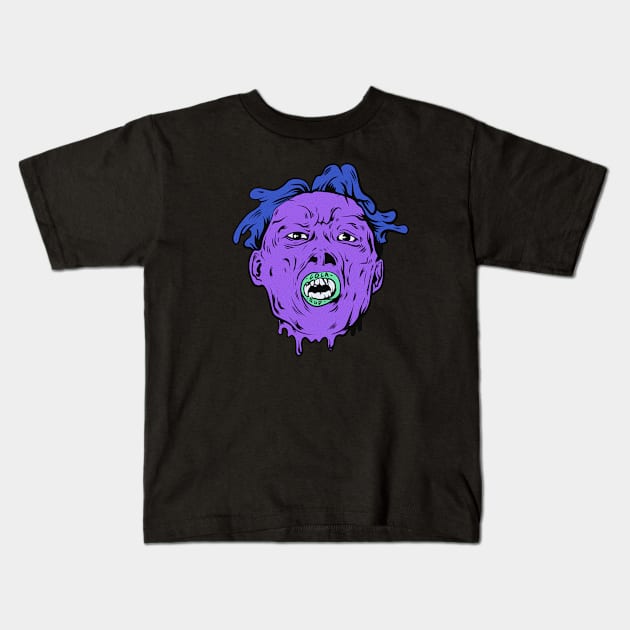 Dope melting purple face man illustration Kids T-Shirt by slluks_shop